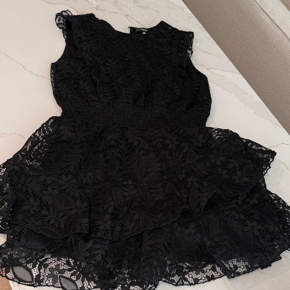 Aqua Girls Black Lace Dress